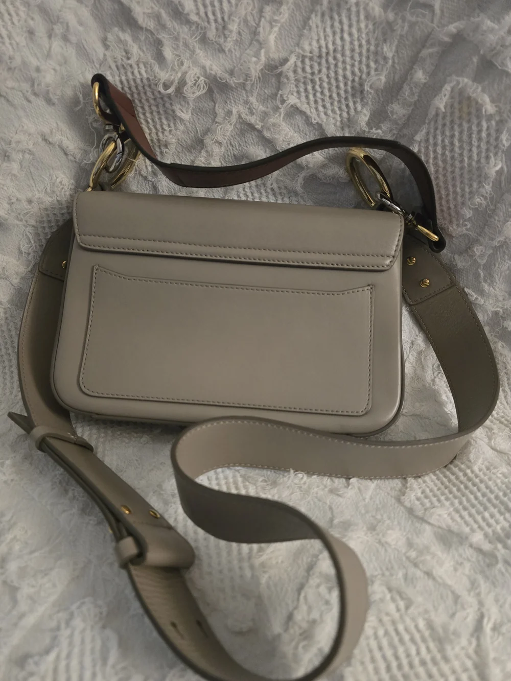 CHLOE dbl C Soft Leather Shoulder Bag in Taupe